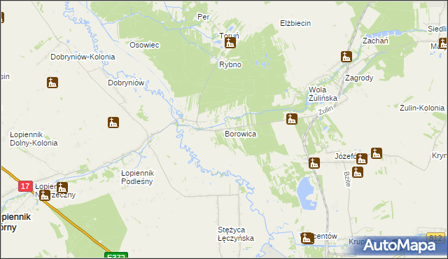 mapa Borowica gmina Łopiennik Górny, Borowica gmina Łopiennik Górny na mapie Targeo