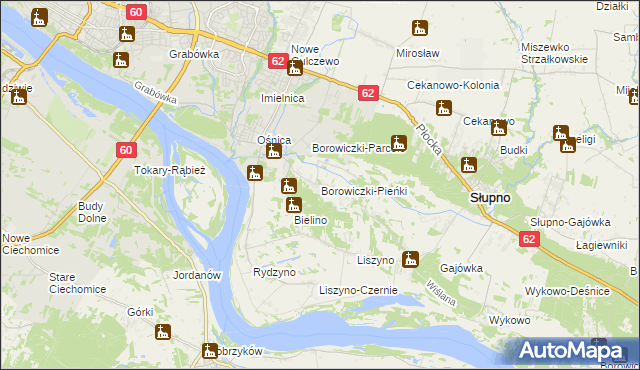 mapa Borowiczki-Pieńki, Borowiczki-Pieńki na mapie Targeo