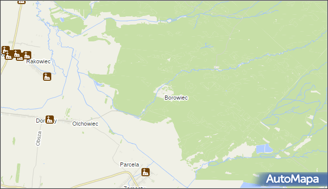 mapa Borowiec gmina Łukowa, Borowiec gmina Łukowa na mapie Targeo