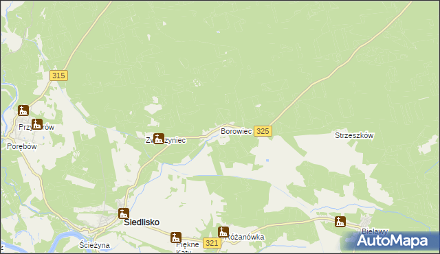 mapa Borowiec gmina Siedlisko, Borowiec gmina Siedlisko na mapie Targeo