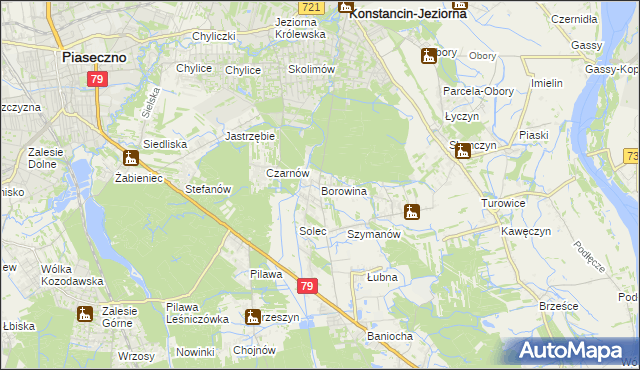 mapa Borowina gmina Konstancin-Jeziorna, Borowina gmina Konstancin-Jeziorna na mapie Targeo