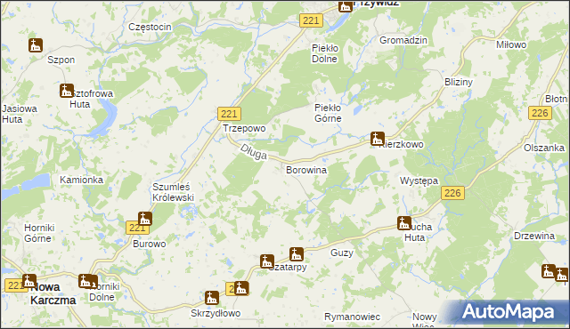 mapa Borowina gmina Przywidz, Borowina gmina Przywidz na mapie Targeo