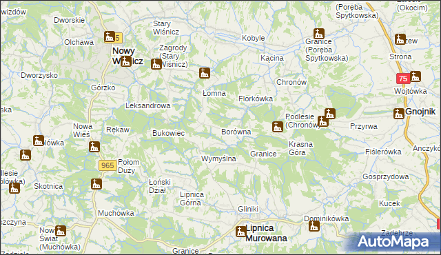 mapa Borówna, Borówna na mapie Targeo