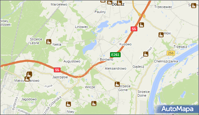 mapa Borówno gmina Dobrcz, Borówno gmina Dobrcz na mapie Targeo