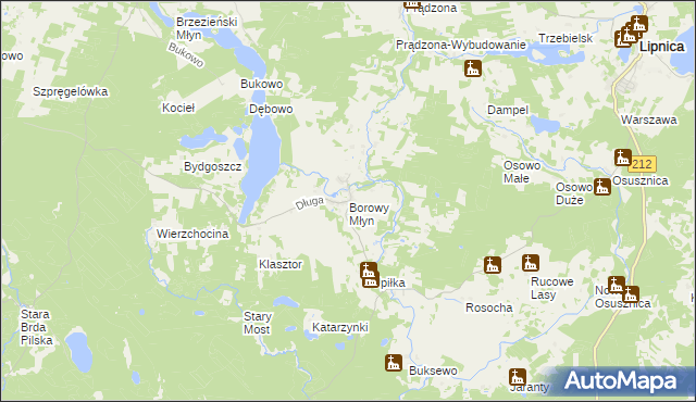 mapa Borowy Młyn gmina Lipnica, Borowy Młyn gmina Lipnica na mapie Targeo