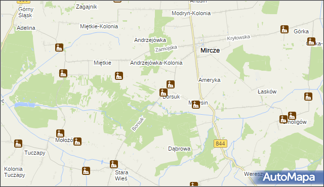 mapa Borsuk gmina Mircze, Borsuk gmina Mircze na mapie Targeo