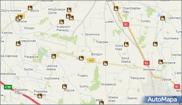 mapa Borszyn, Borszyn na mapie Targeo