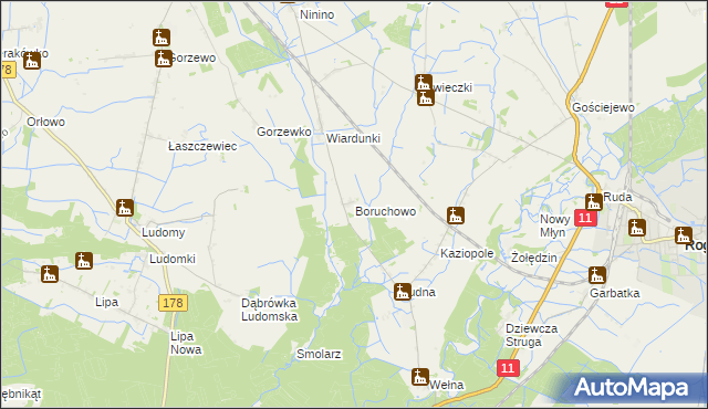 mapa Boruchowo, Boruchowo na mapie Targeo