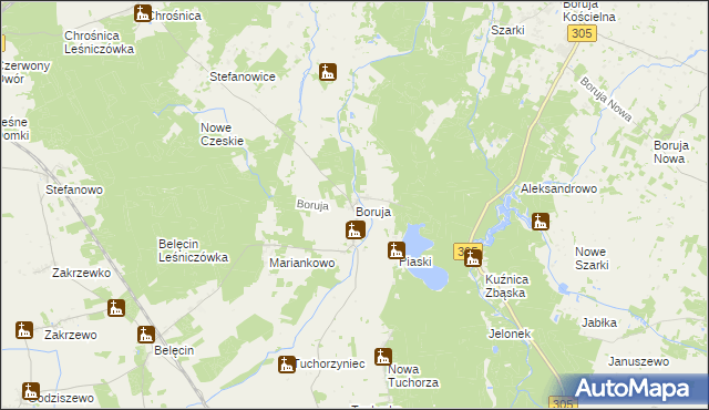 mapa Boruja, Boruja na mapie Targeo