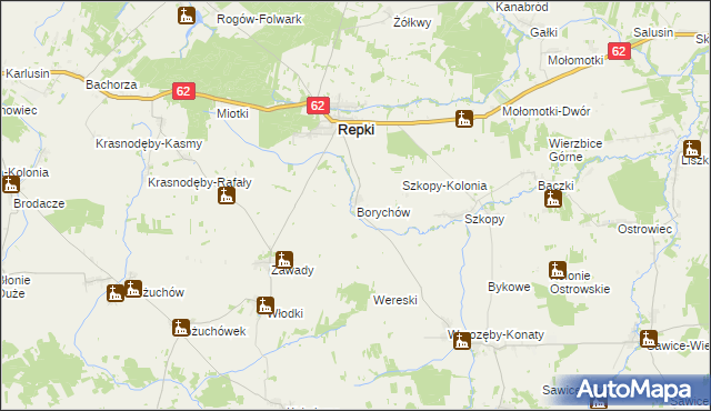 mapa Borychów, Borychów na mapie Targeo