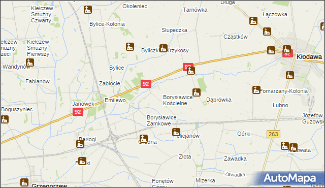 mapa Borysławice Kościelne, Borysławice Kościelne na mapie Targeo