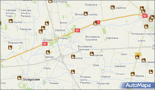 mapa Borysławice Zamkowe, Borysławice Zamkowe na mapie Targeo