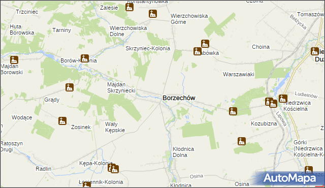 mapa Borzechów, Borzechów na mapie Targeo