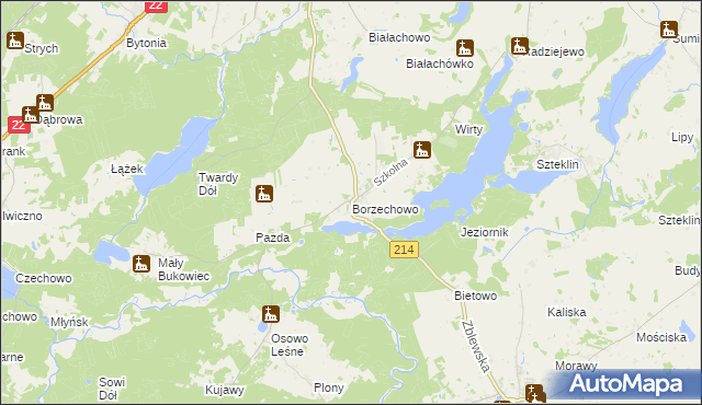 mapa Borzechowo, Borzechowo na mapie Targeo