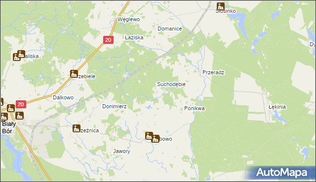 mapa Borzęcino gmina Biały Bór, Borzęcino gmina Biały Bór na mapie Targeo