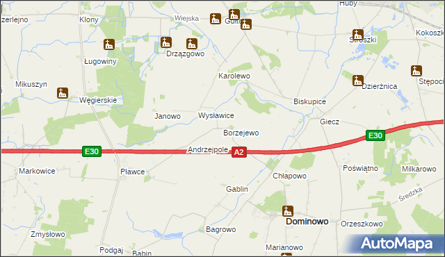 mapa Borzejewo, Borzejewo na mapie Targeo