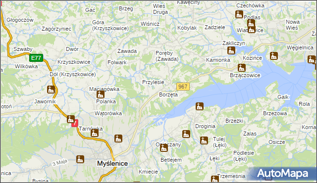 mapa Borzęta, Borzęta na mapie Targeo