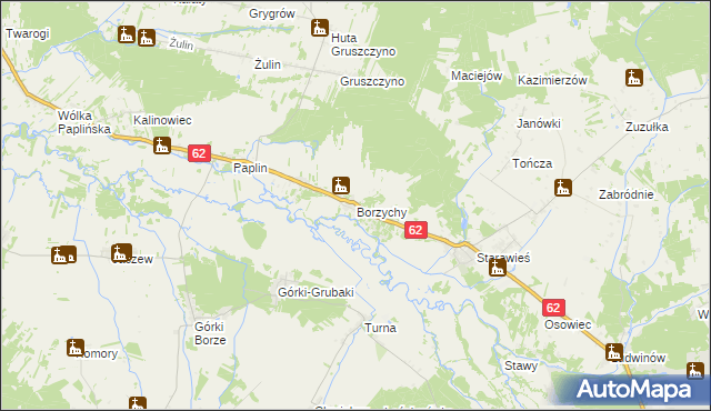 mapa Borzychy, Borzychy na mapie Targeo