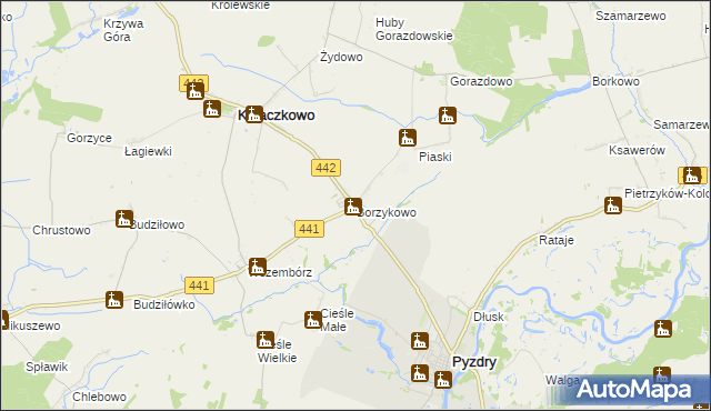 mapa Borzykowo gmina Kołaczkowo, Borzykowo gmina Kołaczkowo na mapie Targeo