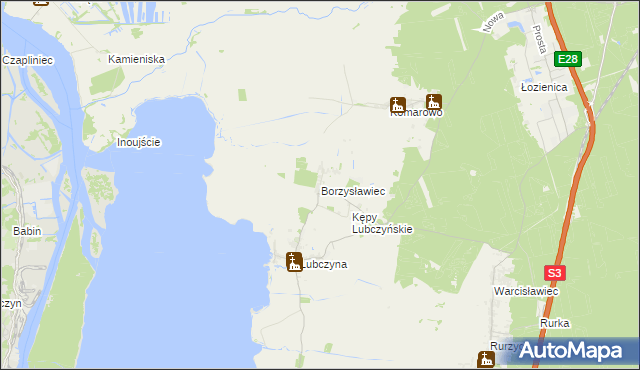 mapa Borzysławiec, Borzysławiec na mapie Targeo