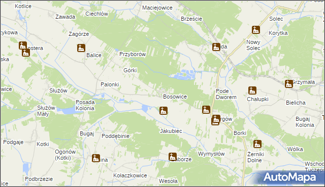 mapa Bosowice, Bosowice na mapie Targeo