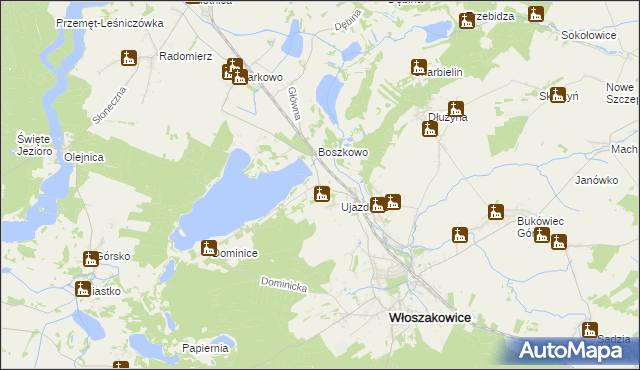 mapa Boszkowo-Letnisko, Boszkowo-Letnisko na mapie Targeo