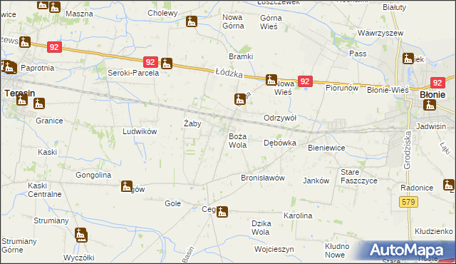 mapa Boża Wola gmina Baranów, Boża Wola gmina Baranów na mapie Targeo