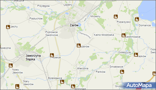 mapa Bożanów, Bożanów na mapie Targeo