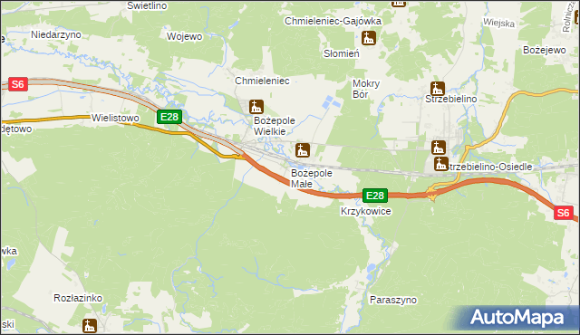 mapa Bożepole Małe, Bożepole Małe na mapie Targeo