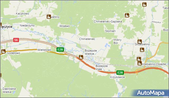 mapa Bożepole Wielkie, Bożepole Wielkie na mapie Targeo