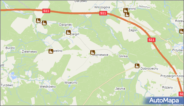 mapa Bożniewice gmina Bobolice, Bożniewice gmina Bobolice na mapie Targeo