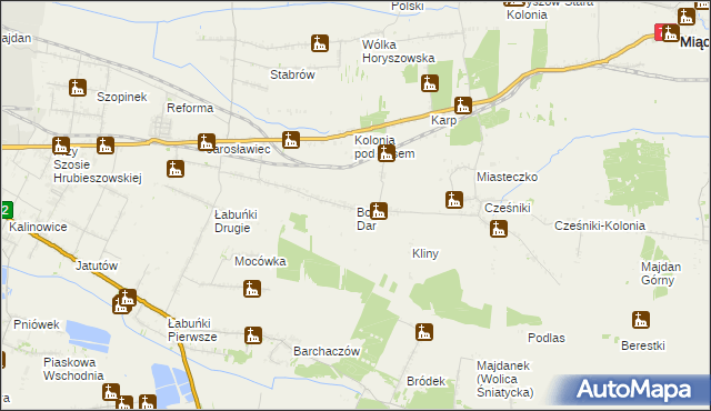 mapa Boży Dar gmina Sitno, Boży Dar gmina Sitno na mapie Targeo