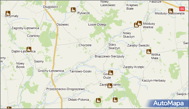mapa Brajczewo-Sierzputy, Brajczewo-Sierzputy na mapie Targeo