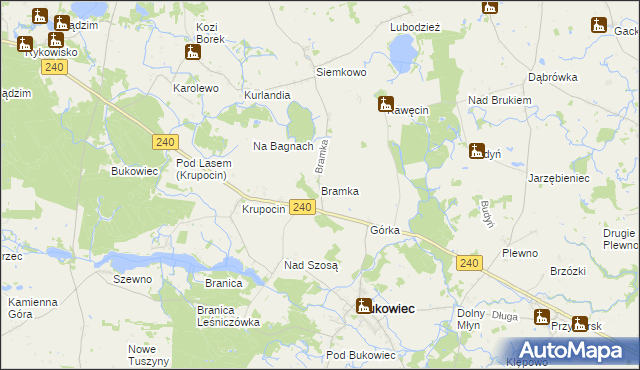 mapa Bramka gmina Bukowiec, Bramka gmina Bukowiec na mapie Targeo