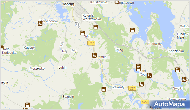 mapa Bramka gmina Morąg, Bramka gmina Morąg na mapie Targeo