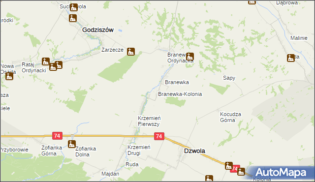 mapa Branewka-Kolonia, Branewka-Kolonia na mapie Targeo