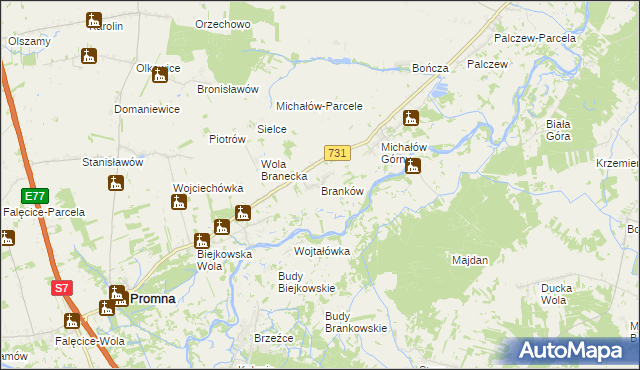mapa Branków, Branków na mapie Targeo