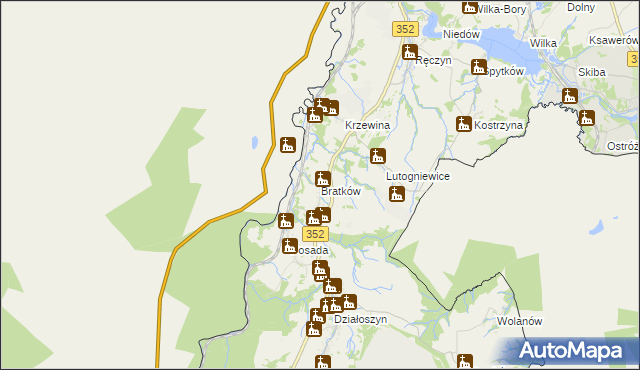 mapa Bratków gmina Bogatynia, Bratków gmina Bogatynia na mapie Targeo