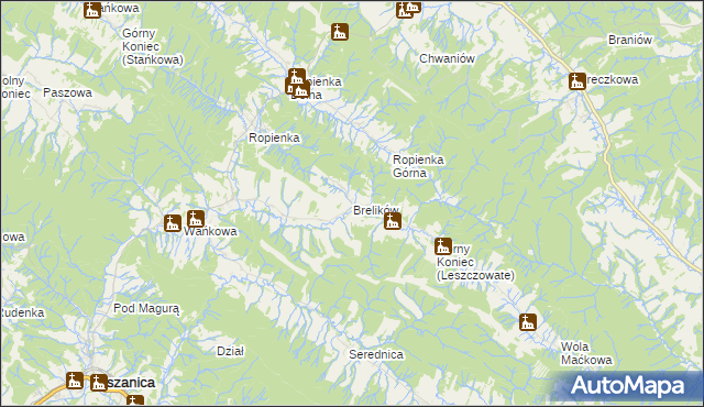 mapa Brelików, Brelików na mapie Targeo