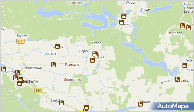 mapa Breń gmina Bierzwnik, Breń gmina Bierzwnik na mapie Targeo