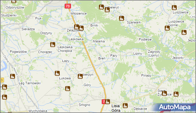 mapa Breń gmina Lisia Góra, Breń gmina Lisia Góra na mapie Targeo