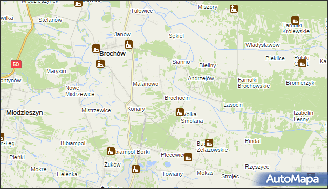 mapa Brochocin gmina Brochów, Brochocin gmina Brochów na mapie Targeo