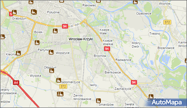 mapa Brochów gmina Wrocław, Brochów gmina Wrocław na mapie Targeo