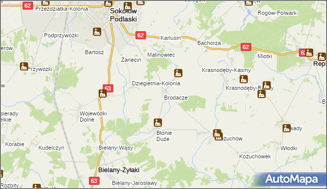 mapa Brodacze, Brodacze na mapie Targeo