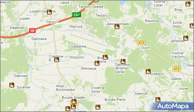 mapa Brodnia Dolna, Brodnia Dolna na mapie Targeo