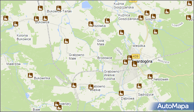 mapa Brodowce, Brodowce na mapie Targeo