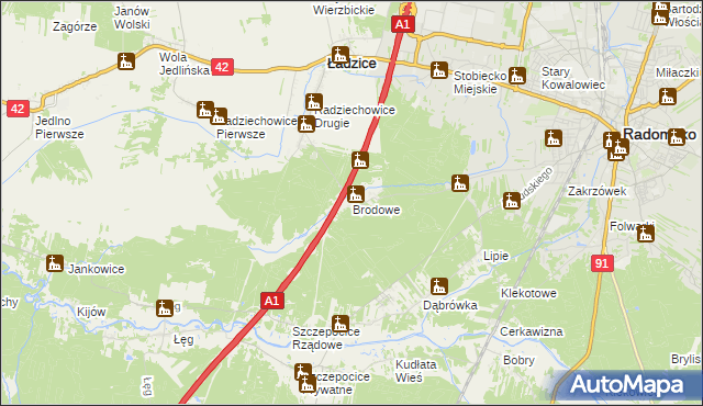 mapa Brodowe, Brodowe na mapie Targeo