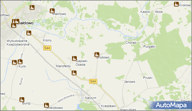 mapa Brodowo gmina Iłowo-Osada, Brodowo gmina Iłowo-Osada na mapie Targeo