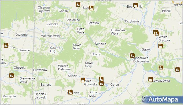 mapa Brody gmina Jastrzębia, Brody gmina Jastrzębia na mapie Targeo