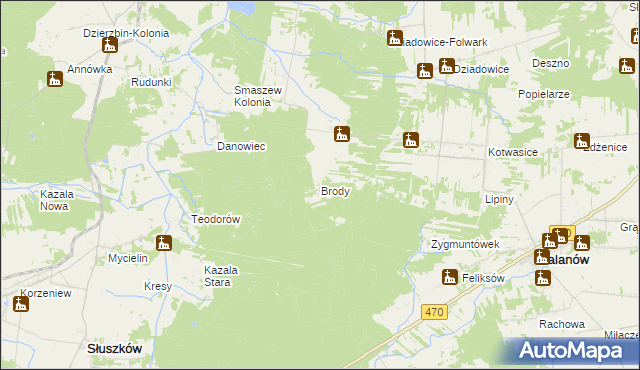 mapa Brody gmina Malanów, Brody gmina Malanów na mapie Targeo